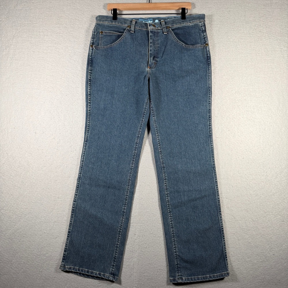 Wrangler Mens Cowboy Cut Premium Performance Slim Fit Jeans Blue 36x30 36MAVVS